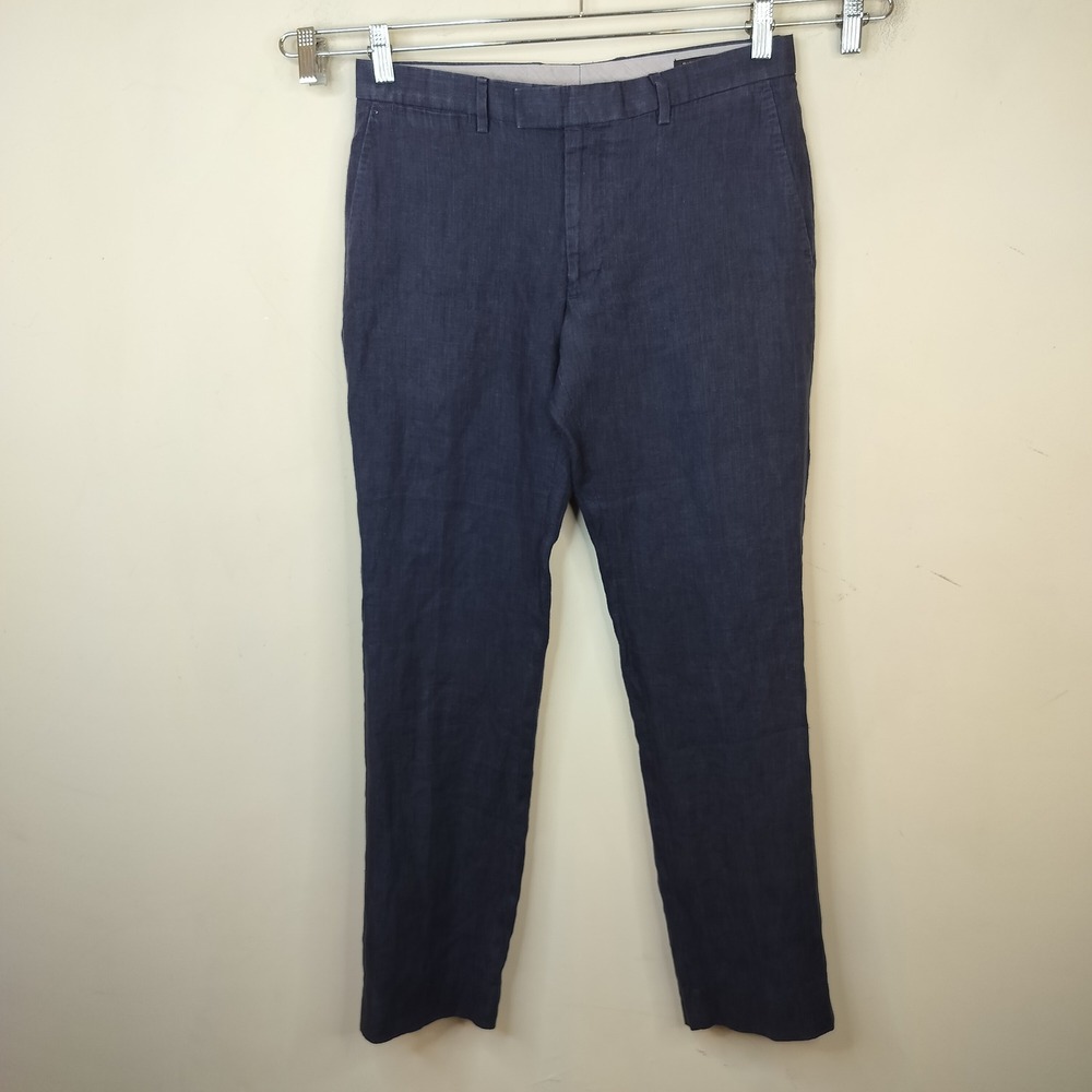 Banana Republic Modern Slim Fit Linen Pants 31 x 31 (Actual) Navy Blue